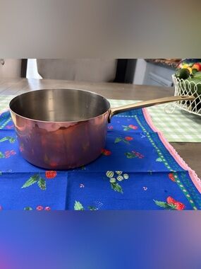 Vintage Paul Revere Copper -Tone Stainless Interior Saucepan with Brass Handle